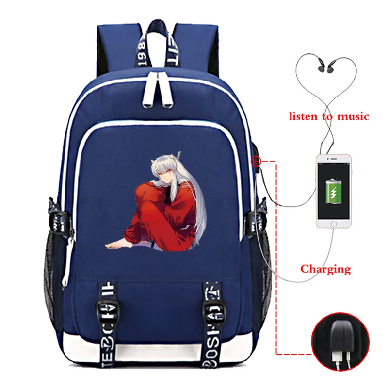 

Anime Inuyasha USB charging Backpack Outdoor Travel Backpack Printed Pattern Student School Bag Teenage students laptop backpack