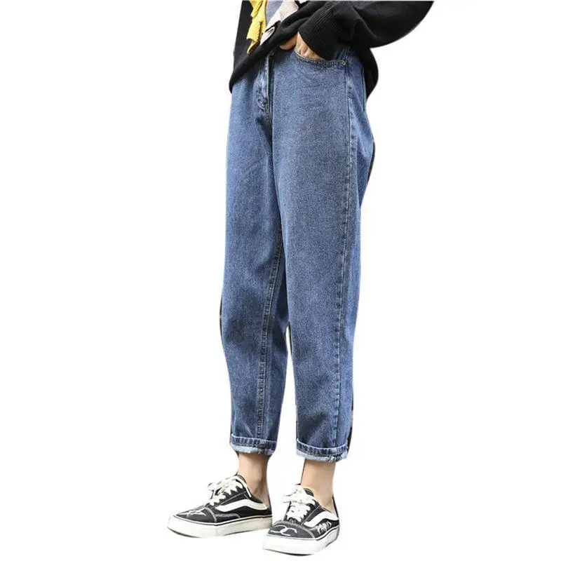 

New high waist plus size jeans pants women trend jeans loose Korean style slim pants