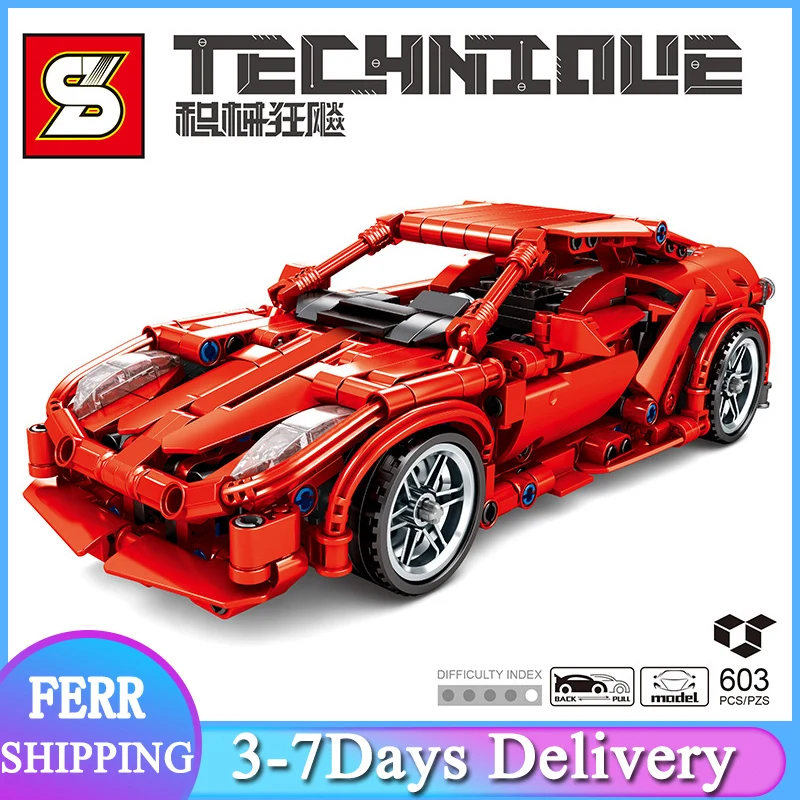 

2021 8153 MOC технические строительные блоки 603 шт., красные модели Ferrari, строительные блоки, кирпичи, автомобильные игрушки для детей, подарок на д...