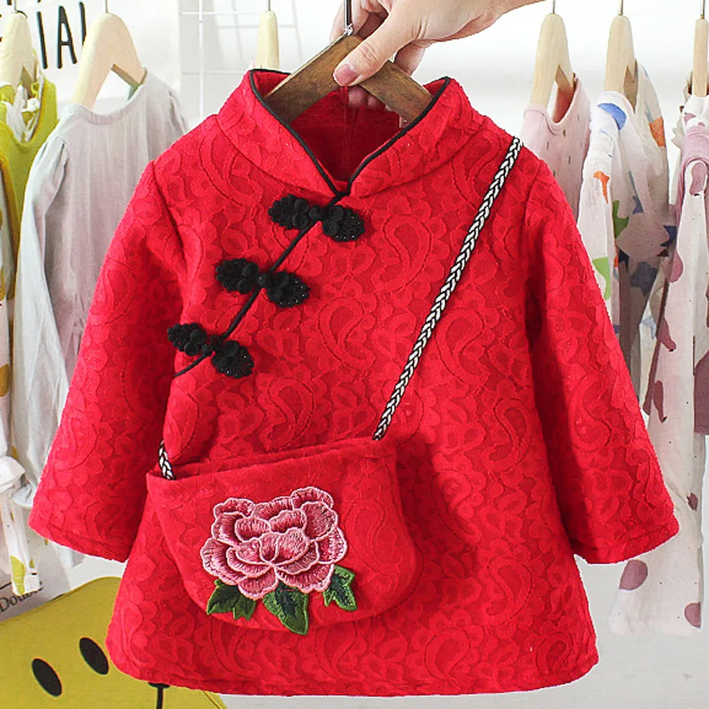 Костюм Тан для девочек платье в китайском стиле детское толстое Ципао Детское