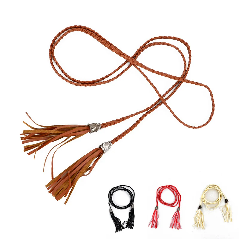 Ремень из искусственной кожи Женский Длинный дизайнерский плетеный пояс с