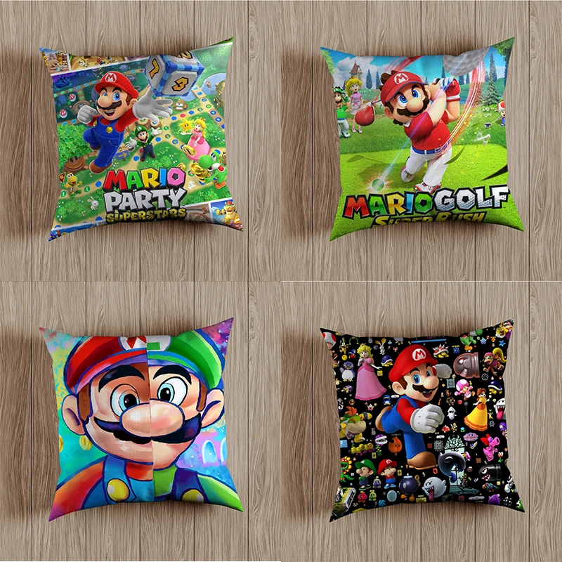 

Mario Party Pillow Case Mario Golf Cute Cushion Covers For Home Sofa Chair Bed Decorative Cartoon Pillowcases 45*45cm No Insert