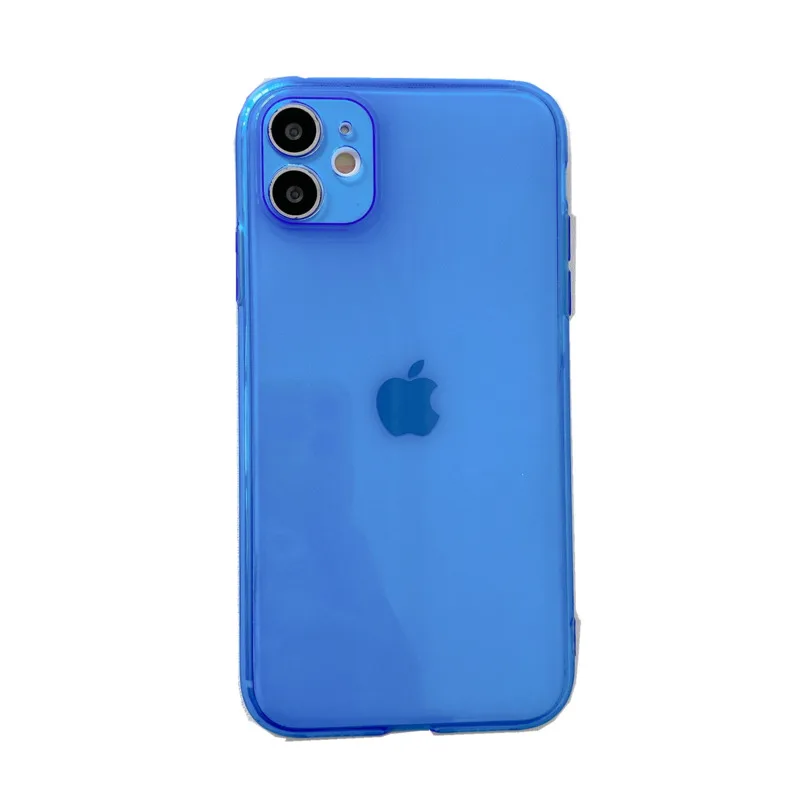 

Fluorescent Color Neon Phone Case For iPhone 12 Mini 11 Pro Max XS Max XR X 7 8 Plus Clear Plain Soft TPU Shockproof Back Cover