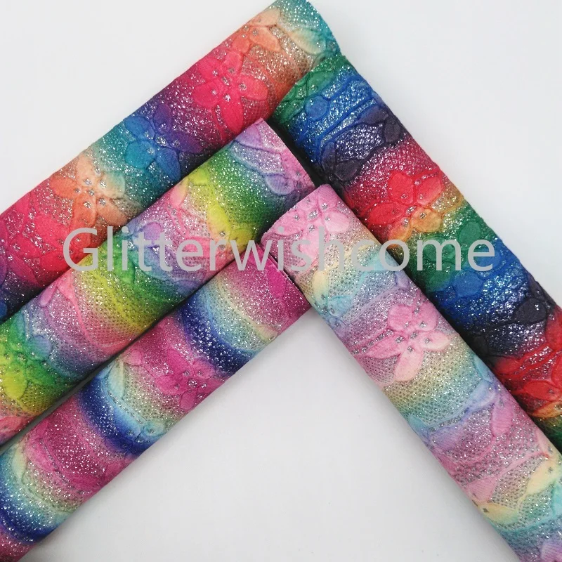 Ткань Glitterwishcome 21x29 см Размер A4 винил для бантов кружевная блестящая кожа ткань из