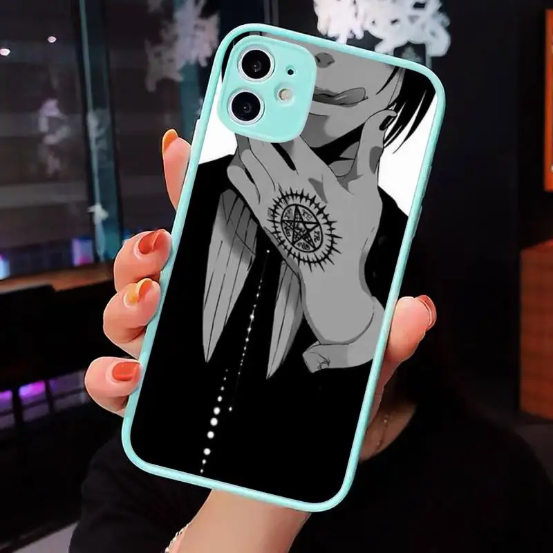 

Butler Contract Totem Fitted Phone Case For iPhone 12 11 Mini Pro XR XS Max 7 8 Plus X Matte transparent blue Back Cover
