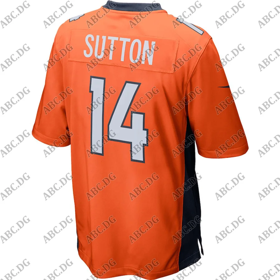 

Customized Stitch American Football Jersey Men Women Kid Youth Denver Courtland Sutton Orange Game Player Jersey