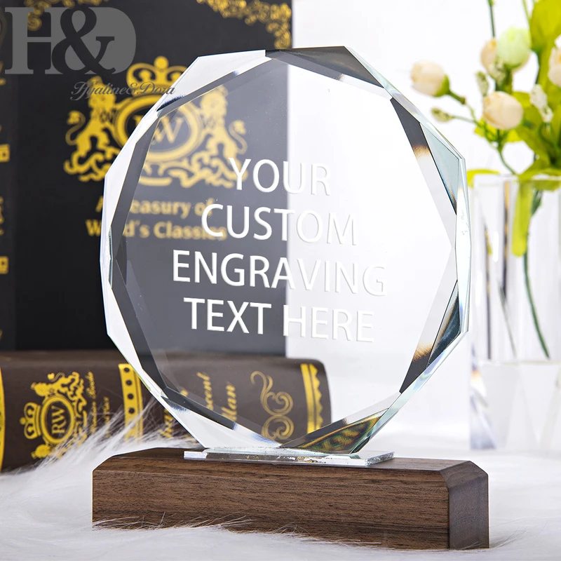 H&ampD Personalized Crystal Octagon Trophy Laser Engraved Meeting Graduation Souvenir Sport Sales Winner Honor Awards Paperweight | Дом и сад