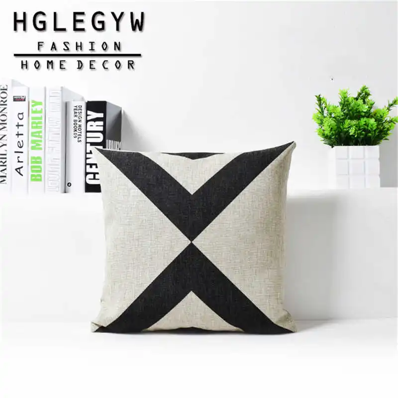 Наволочка в черно белую полоску из хлопка и льна наволочка с принтом наволочки