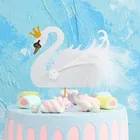 Элегантный белый лебедь торт Топпер детский день рождения свадьба вечеринка кекс вставка карточка украшение Рождественская вечеринка вставка карточка