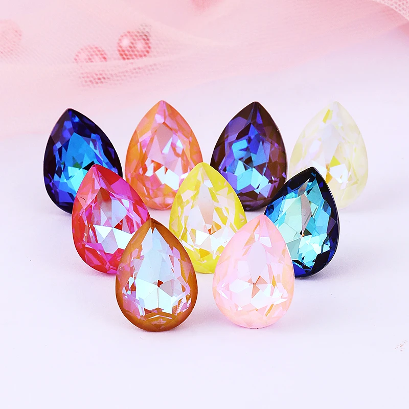 Мокко флуоресцентные блестящие стеклянные стразы острые кристаллы для