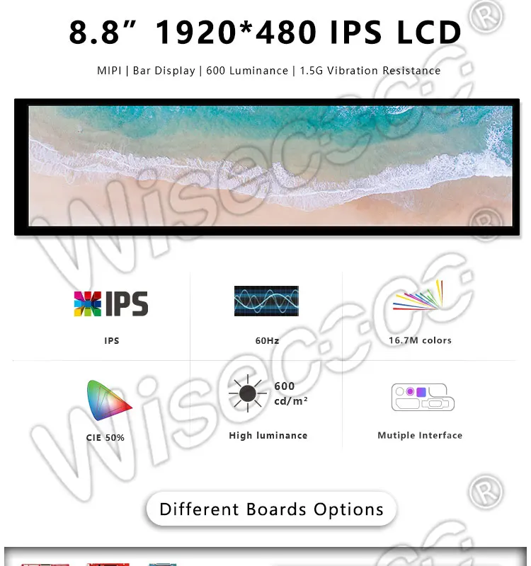 Wisecoco 8,8 дюймов экран 1920*480 HSD088IPW1-A00 40 контактов для автомобильного дисплея с MIPI HDMI интерфейс драйвер платы