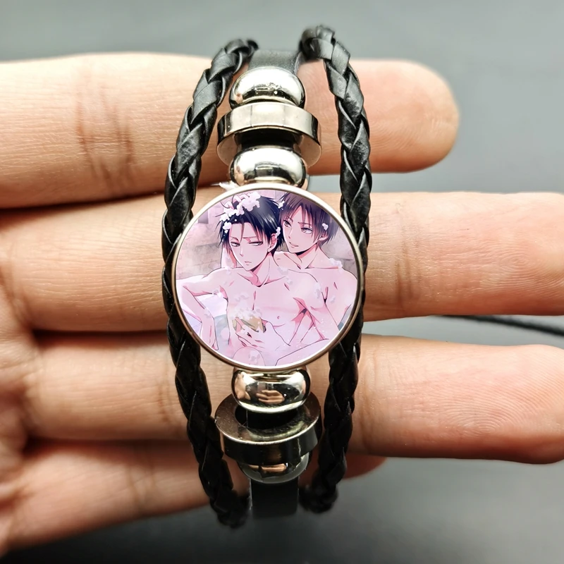

Anime Attack on Titan Investigation Corps Black Leather Bracelet Ackerman Allen Lewell Popular Bracelet