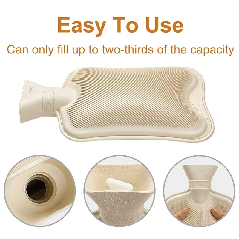

1800 ml Hot Water Bottle Knitted Cover Solid Color Water-filled Bag Cloth Cover Hand Warmer Winter Soft Hot Water Bottle