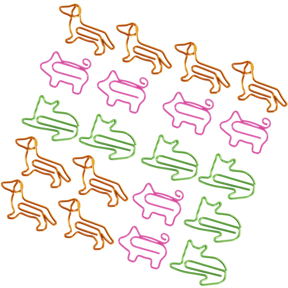 

30pcs Colorful Animal Shaped Clip File Clamps Holder Supplies Accessory for Home Office School (Cat Piggy and Dog One