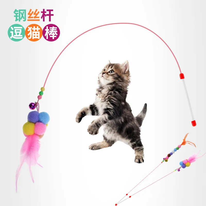 Игрушка для кошек прорезыватель с колокольчиком плюшевое перо рыба кошка