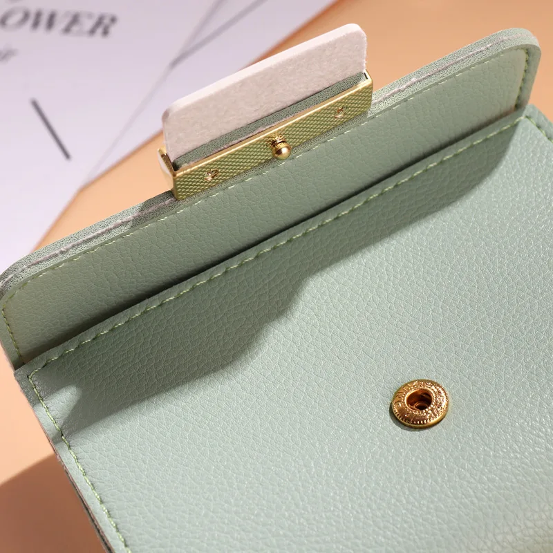 Маленькие женские кожаные кошельки короткий кошелек модный тройного сложения