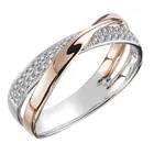 Новинка 2021 классические обручальные кольца для женщин, модные двухцветные крестообразные ослепительные CZ кольца, Женские Ювелирные изделия для помолвки