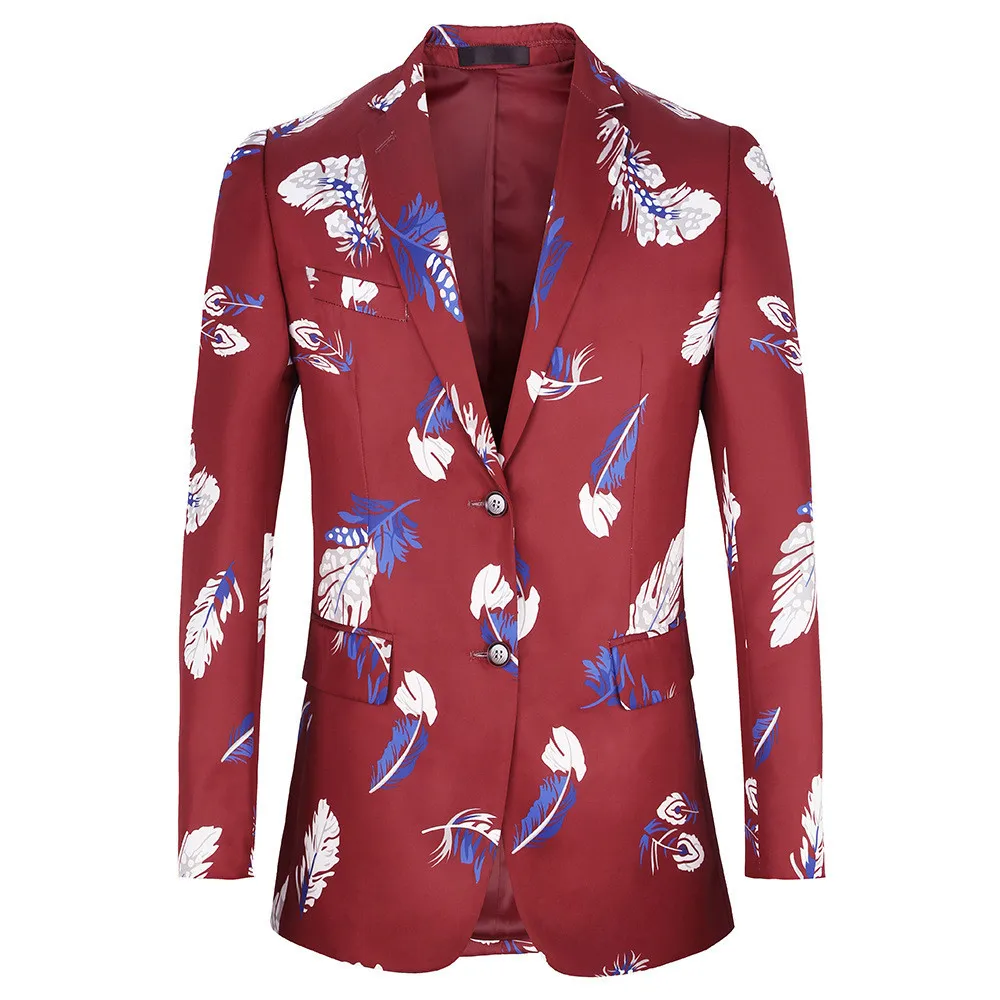 Мужской костюм Luogen с принтом куртка блейзер для выпускного вечера повседневный