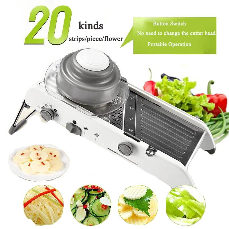 20 Types Adjustable Mandoline Slicer Stainless Steel Manual Cutter Vegetable Grater Fruit Waffle Kitchen Potato | Дом и сад