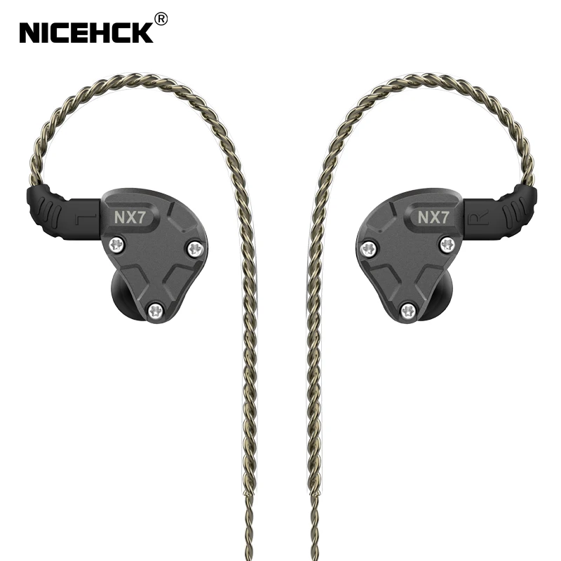 NICEHCK NX7 наушники в ухо 4BA+ двойной карбоновый нанотрубка динамический+ пьезоэлектрическая керамика Гибридный 7 Драйвер единиц HIFI IEM металлическая гарнитура