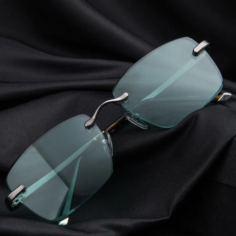 Glass Sunglasses Men Vintage Acetate Frame + Natural Crystal Stone Lens Rimless Sun Glasses Woman Anti Scratch Brand Designer