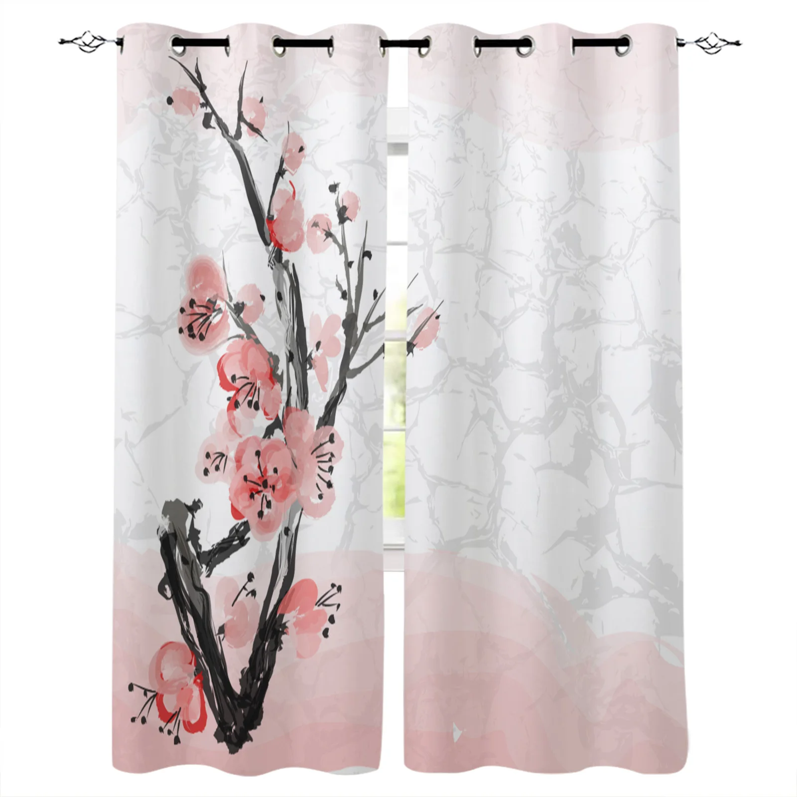 Шторы для спальни и кухни розовые вишневые цветы современные украшения дома