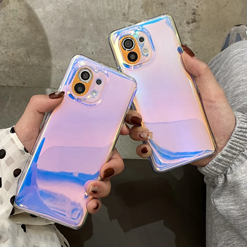 purple laser rainbow colorful phone case for xiaomi redmi note 11 pro note 10 9 8 pro mi 12 11t pro poco x3 pro soft cover case free global shipping