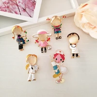 6 styles nurse and doctor enamel pins painter badges cute little girl eat watermelon brooches medical jewelry students gift