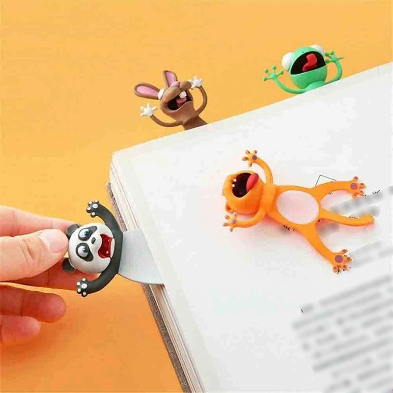 

2Pcs Animal Bookmarks 3D Stereo Cartoon Lovely Bookmark Novelty Funny Student Stationery Gift Bookmark for Kids
