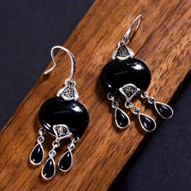 Женские серьги подвески из стерлингового серебра 925 пробы с цветными гранатами