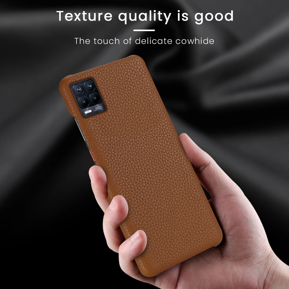 Litchi Grain Genuine Leather Case for Realme 8 9 Pro 9i GT Neo 3 2 Pro 2T Master Explorer Cover for OPPO Reno 8 7 Find X5 X3 Pro