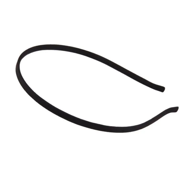 Повязка для волос атласная девочек черная широкая металлическая жесткая лента