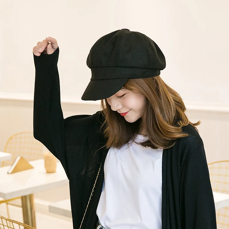 Осень-зима головные уборы для женщин Восьмиугольные шапочки Женская