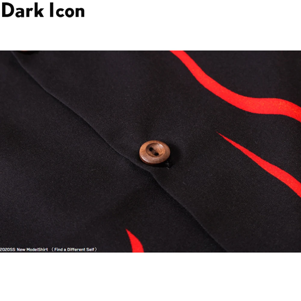 Мужская винтажная гавайская рубашка Dark Icon Flame летняя уличная одежда |