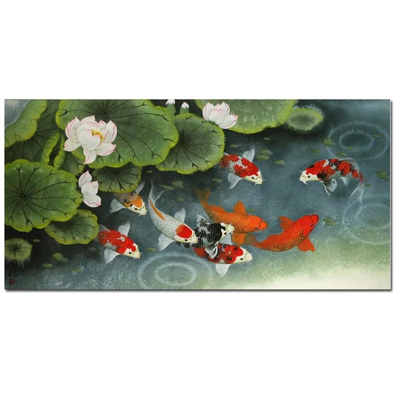 5D Diy Алмазная вышивка крестиком на рисунке девять Карп рыбы рукоделие мозаичная