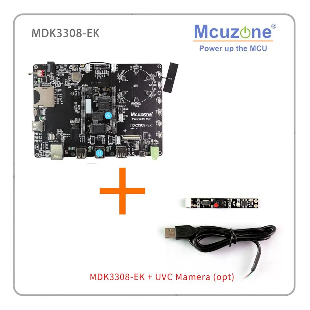 3308-EK and UVC Rockchip RK3308 MDK3308-EK, четырехъядерный Cortex-A35 до 1,3 ГГц, 512 Мб DDR3/3L 8 ГБ eMMC, AI VA 7LCD EC20 4G wifi UVC камера - Комплект: 3308-EK and UVC