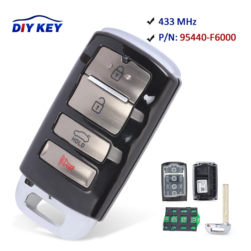 

DIYKEY Proximity Keyless Smart Remote Car Key Fob 433MHz ID47 for 2017 2018 2019 KIA Cadenza P/N: 95440-F6000 FCC: TQ8-FOB-4F10