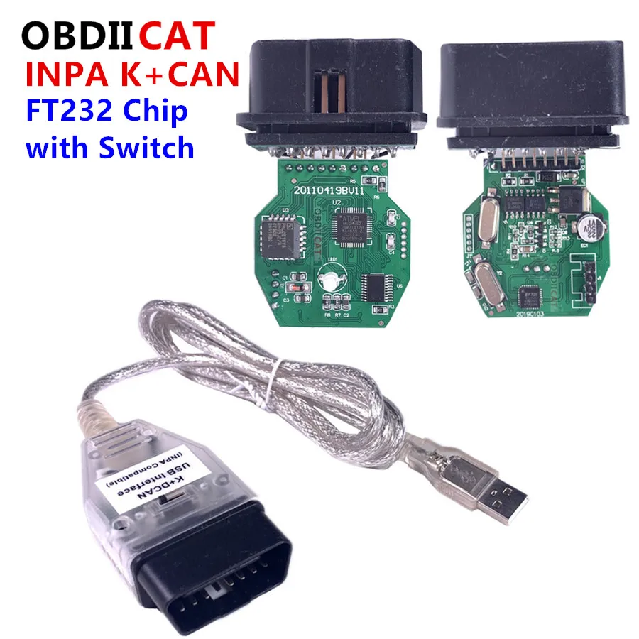 Лучший интерфейсный USB-кабель OBD2 диагностический коннектор INPA K + CAN с чипом FT232RL и