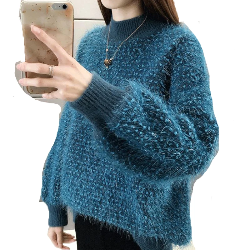 2020 винтажный Повседневный Свободный Пушистый свитер женские корейские пуловеры