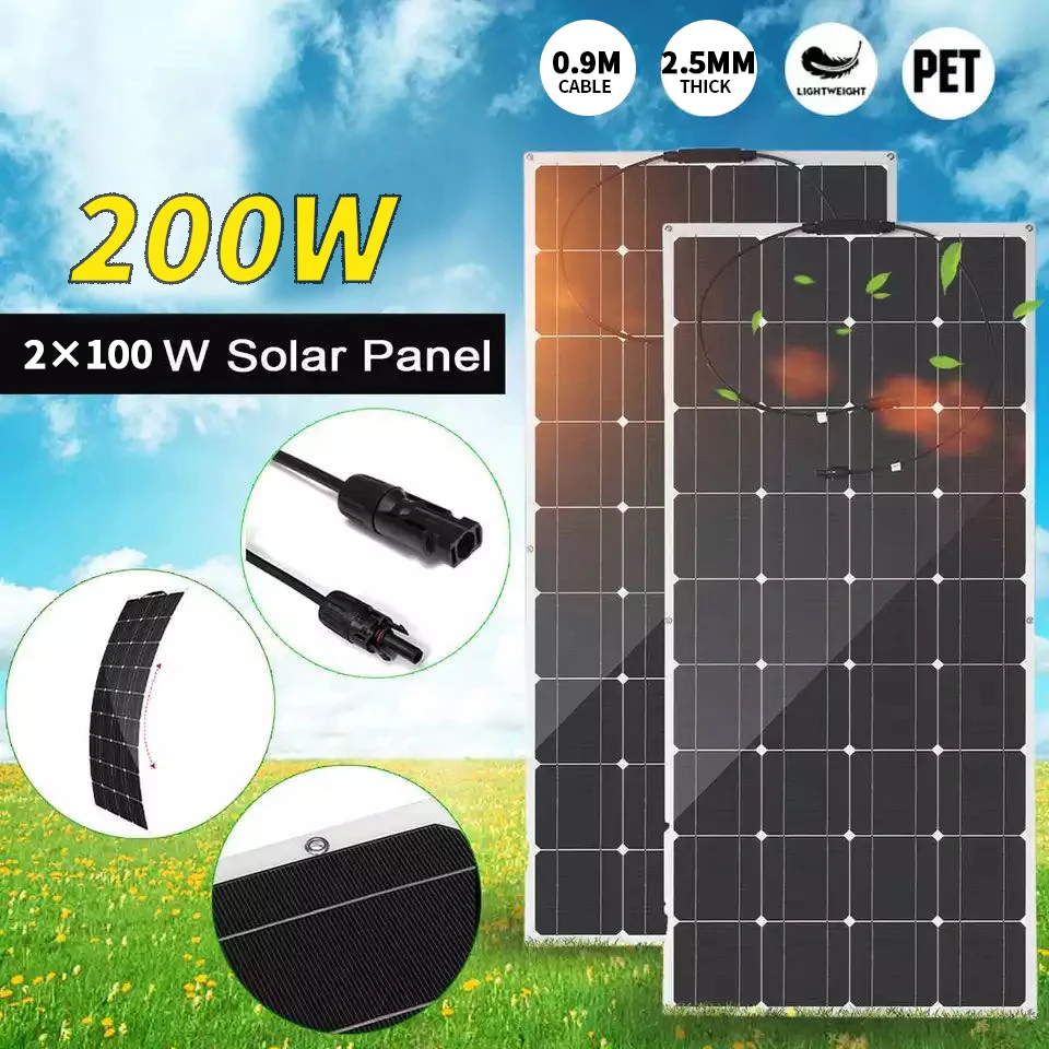 Новинка солнечная панель 100 Вт 200 гибкий солнечный модуль 12 В моноксираллин