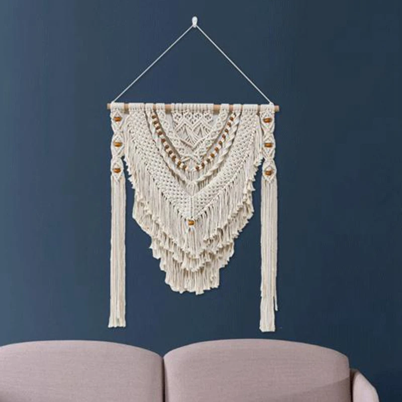 

Macrame Wall Hanging Tapestry Bohemian Geometric Chic Living Room Bedside Porch Home Wall Decor Tassel Handmade