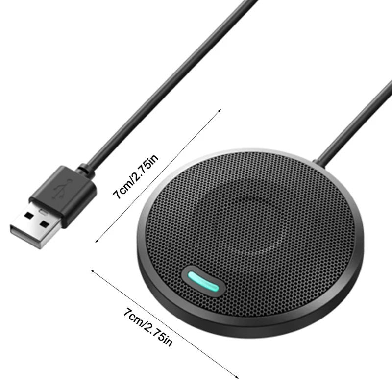 

AUX 3.5MM Type-C USB Conference Microphone Omnidirectional PC Computer Condenser Mic for Meeting/Class Plug & Play