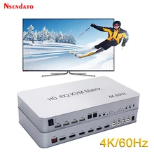 4x2 4K HD KVM Matrix Audio Video Switch Splitter 4 In 2 Monitor Dual Display 4K 60Hz USB 2.0 Keyboard Mouse Control 4 Computer