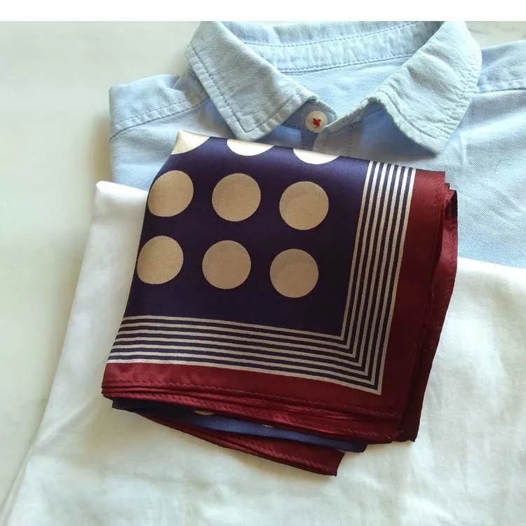 

KMS French hair tie hairband silk scarf polka dot fashion silk scarf square scarf wrap 53*53CM/20G