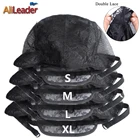 Оптовая продажа, 10 шт., кепки для париков Alileader, для изготовления париков, черные, коричневые кепки для париков с регулируемыми ремешками, кепка для плетения, размеры s, Xl, L, M, s