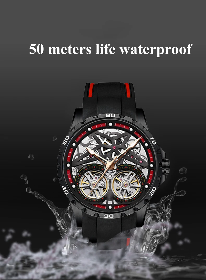 Часы APNUONR Мужские механические водонепроницаемые повседневные деловые с