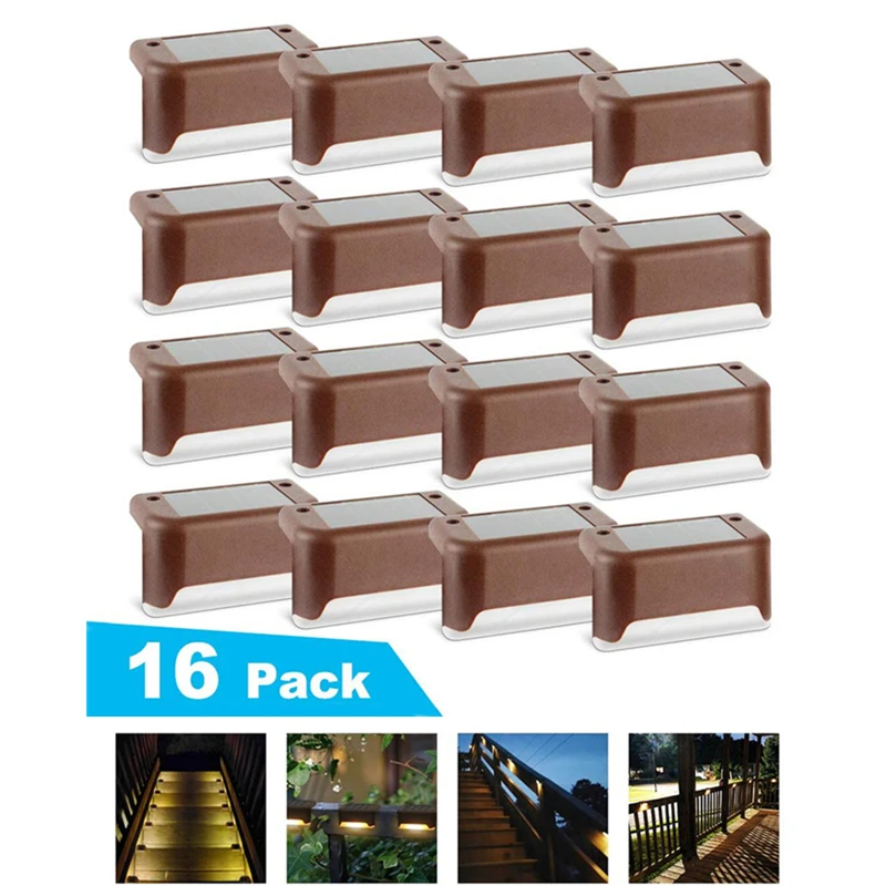 

8/16 Pcs Solar Deck Lights Solar Step Lights Outdoor Waterproof Led Solar Fence Lamp for Patio Stairs Garden Pathway Step Fences