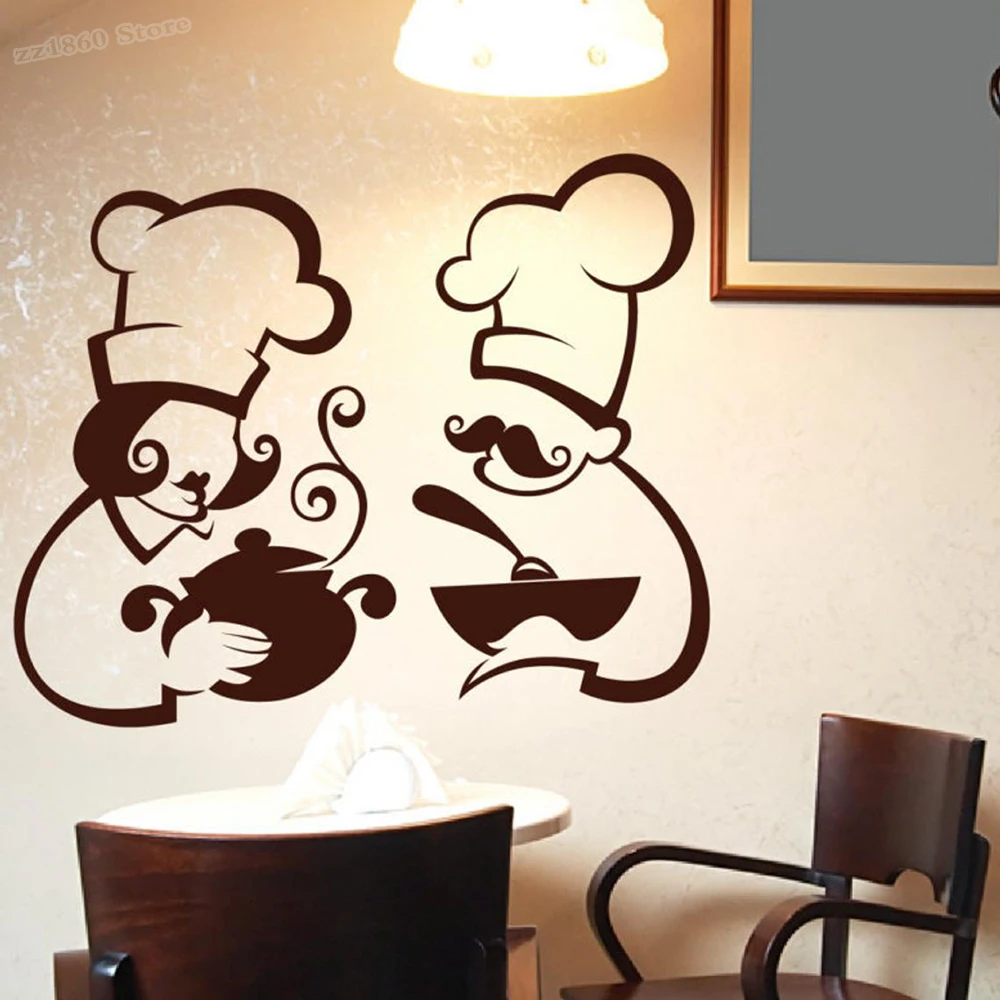 

kitchen Wall Decal chef silhouette cooking wall Sticker for kitchen home decoration Design vinyl Removable decal sticker A019