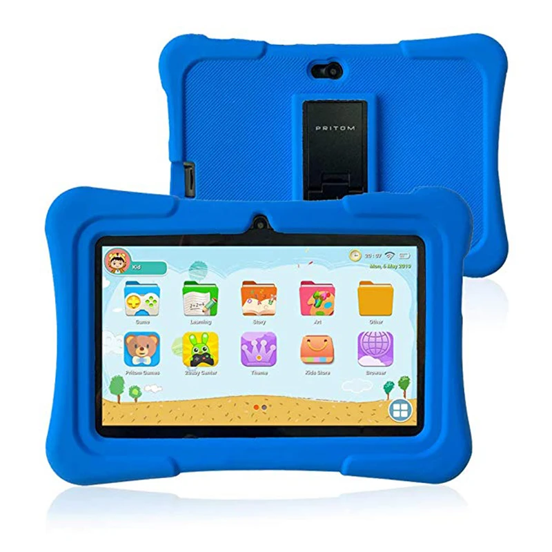 Dark Blue PRITOM K7 7 дюймов Детские Планшеты Android ПК 1 Гб Оперативная память 16 Гб Встроенная память 4 ядра Планшеты Wi-Fi, Bluetooth, Dual Камера с Детские планшеты чехол - Комплект: Dark Blue