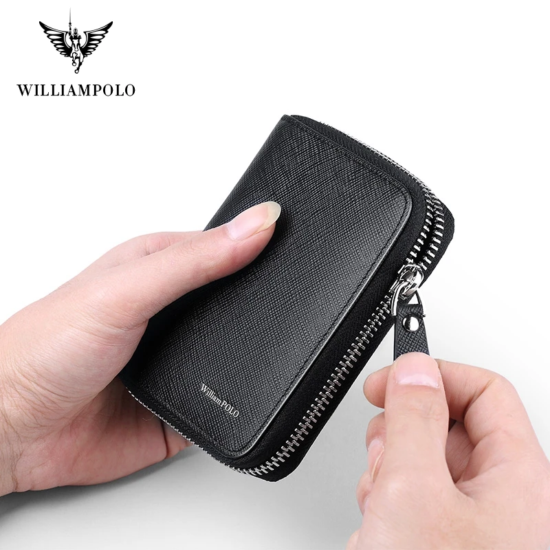 Маленький кошелек на молнии из 100% кожи WILLIAMPOLO Mini PL171320|Мужские кошельки| |
